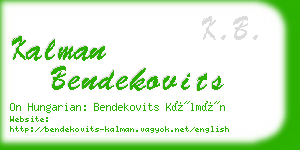 kalman bendekovits business card